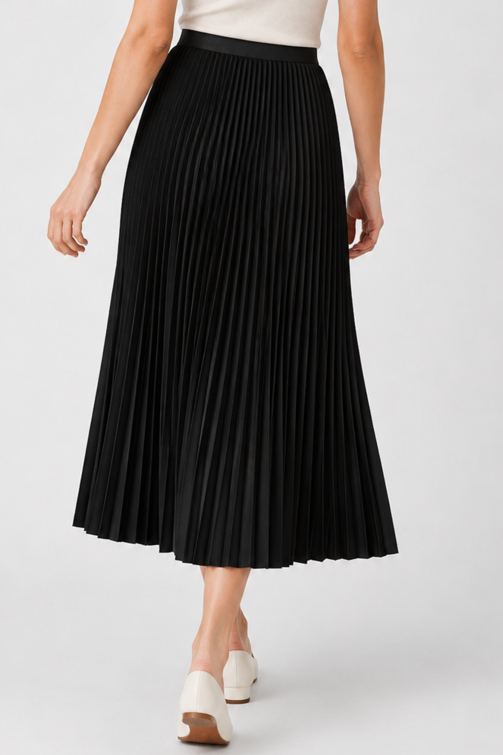 Accordion Pleated Midi Skirt – High Waist A-Line