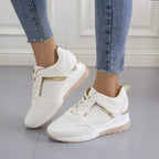 Comfort Wedge Trainers with Metallic Details – Breathable Platform Sneakers