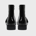 Chunky Mid-Heel Zipper Biker Boots - Womens Statement Footwear | Meave & Ivy