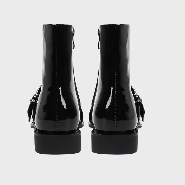 Chunky Mid-Heel Zipper Biker Boots - Womens Statement Footwear | Meave & Ivy