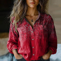 Bohemian Paisley Print Button-Up Blouse