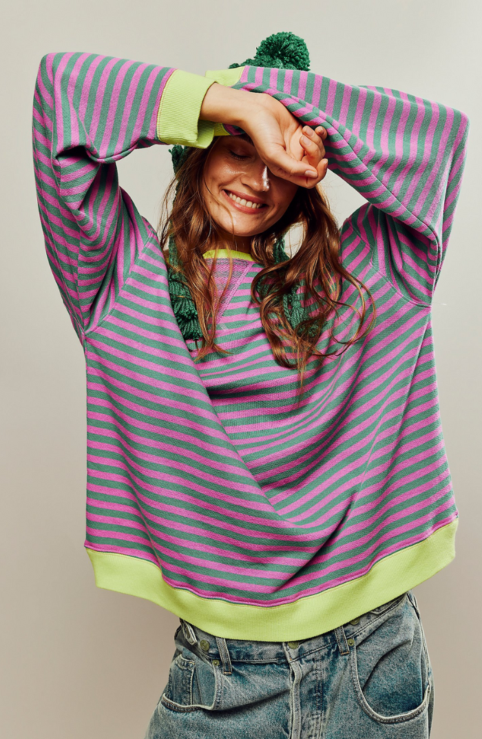 Women's Printed Crew-Neck Sweatshirt – Relaxed Spring Layer