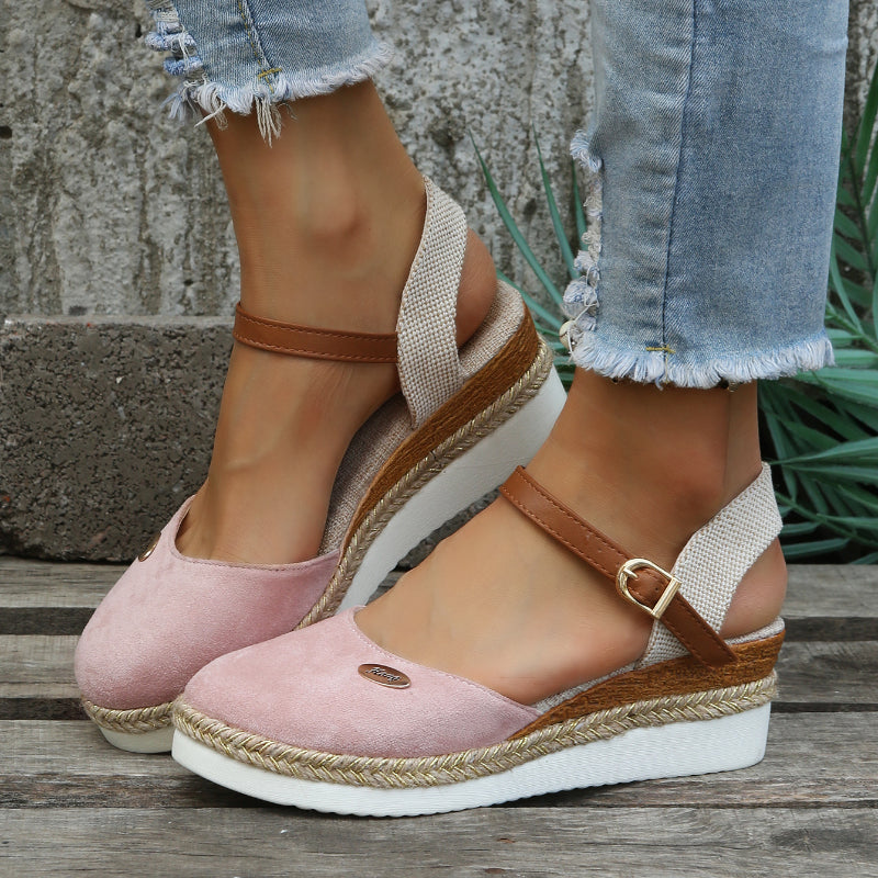 Closed-Toe Espadrille Wedge Sandals