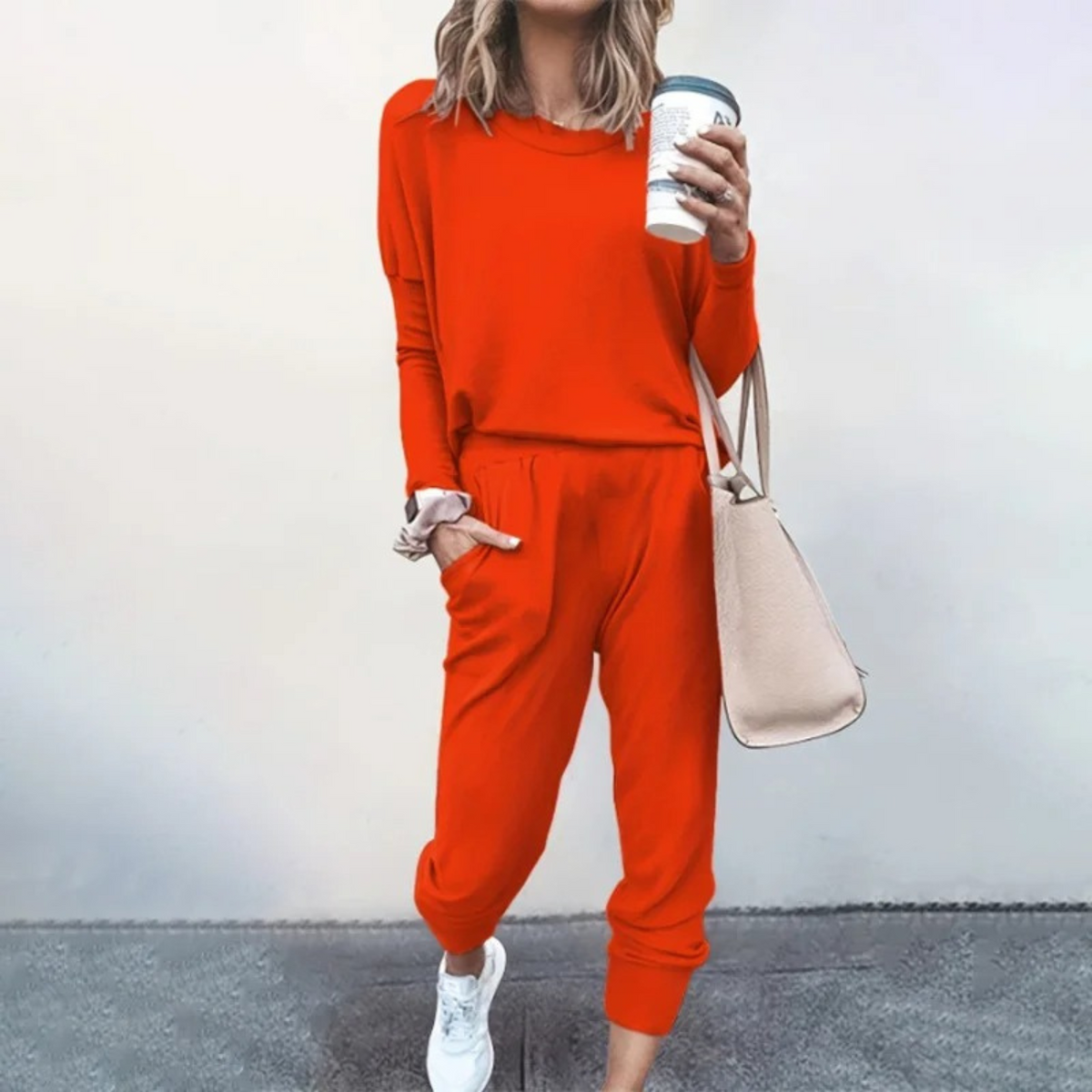 Women's Relaxed Long-Sleeve Top and Jogger Set