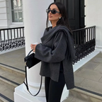 Oversized Wrap Coat with Elegant Draping – Women's Belted Coat