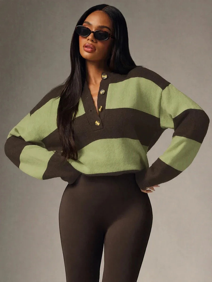 Women's Oversized Sweater with Buttons