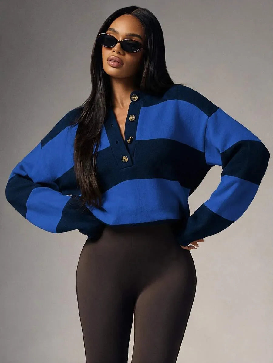 Women's Oversized Sweater with Buttons