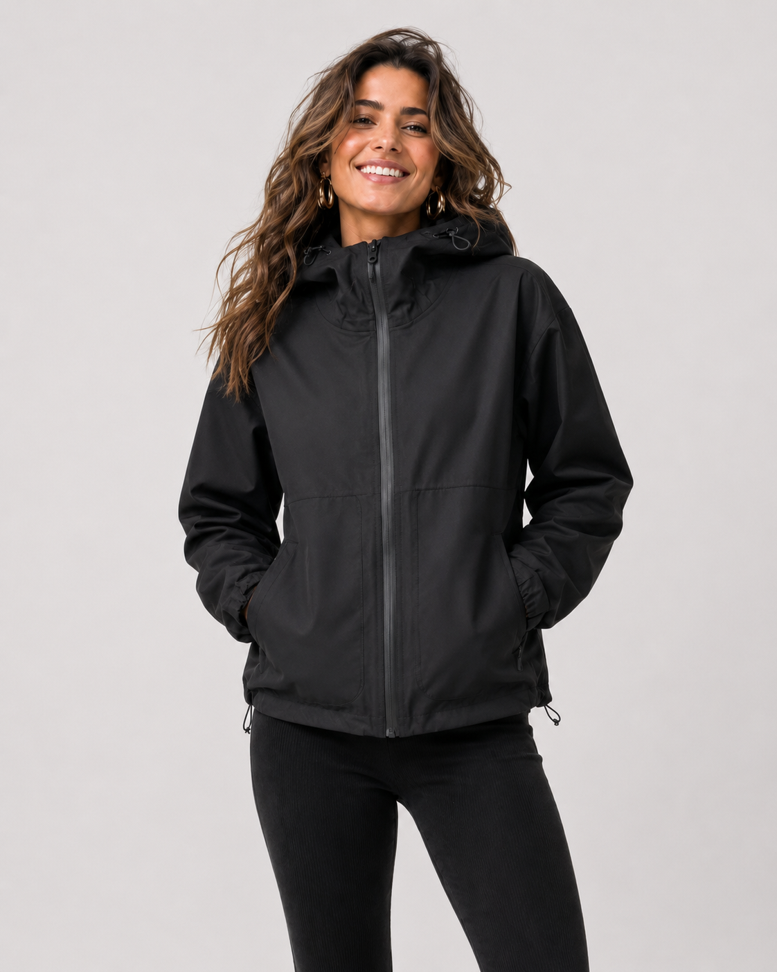 Women's Hooded Rain Jacket with Hidden Leopard Print – Water-Repellent