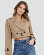 Short Cotton Trench Coat – Cropped Regular Fit