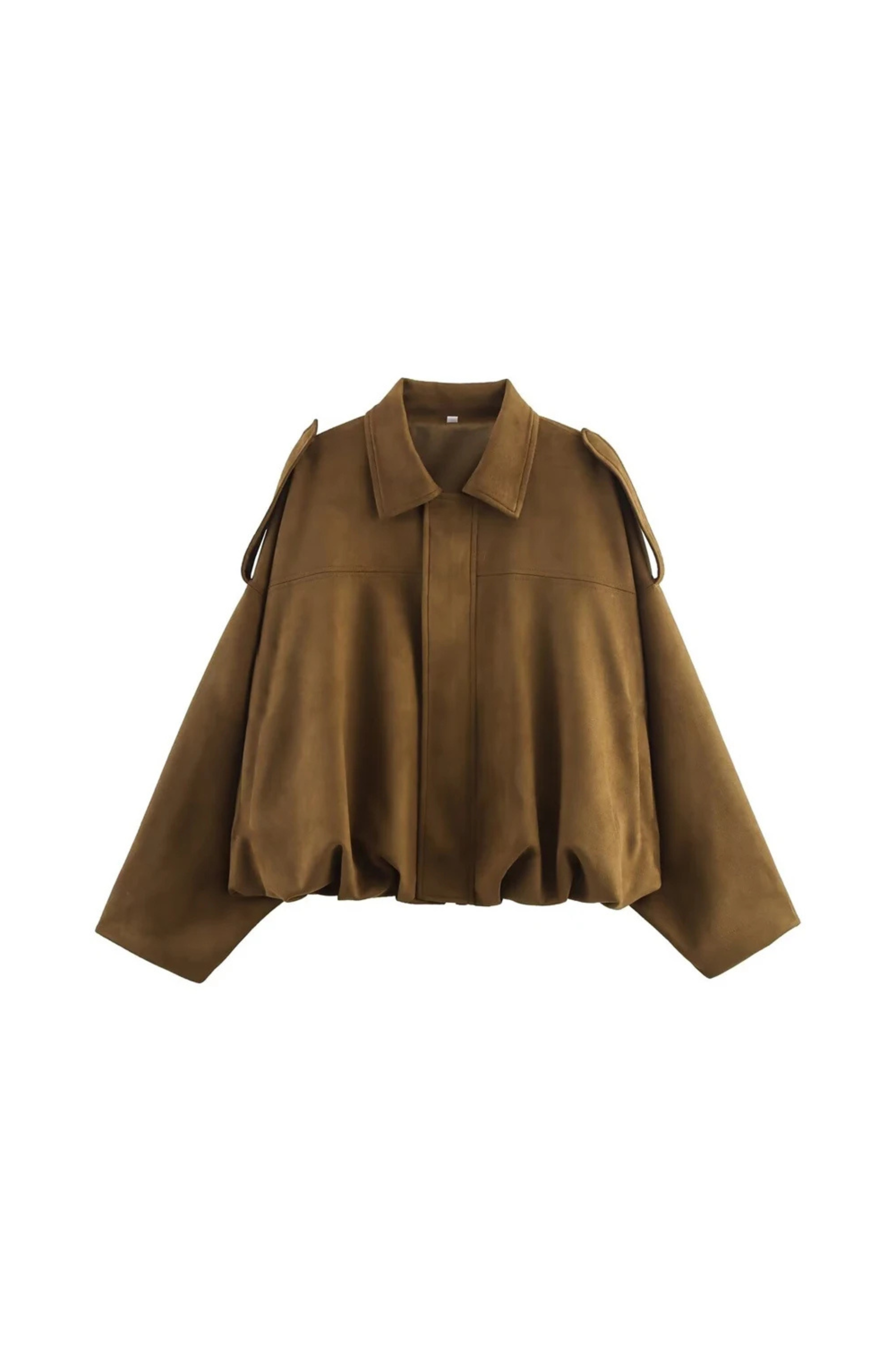 Camel Suede Cropped Bomber Jacket – Luxury Racing Coat | Meave & Ivy