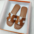 Women's Leather Slip-On H-Strap Low Heel Summer Sandals | Meave & Ivy