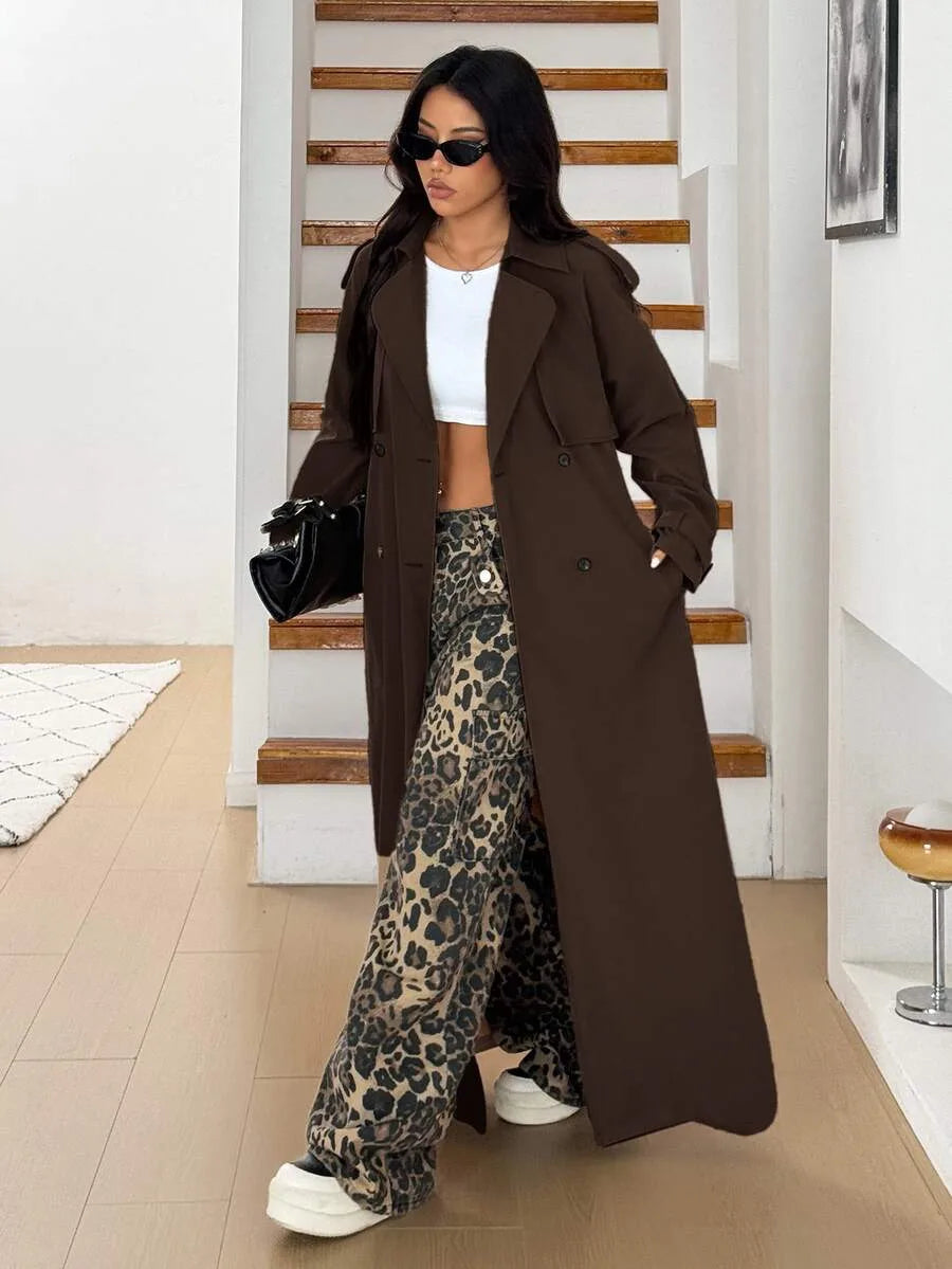 Women's Oversized Trench Coat with Belt