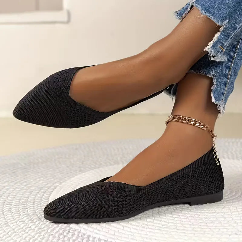 Pointed Toe Knit Ballet Flats in 7 Colours