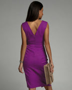 Fitted V-Neck Dress with Side Slit | Meave & Ivy