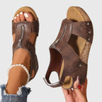 Women's Front-Zip Comfort Wedge Sandals