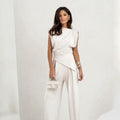 Elegant Two Piece Set with Asymmetric Draping – Women's Co-ord Suit