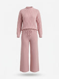 Women's Cable-Knit Trouser Co-Ord Set – Soft Long-Sleeve Sweater