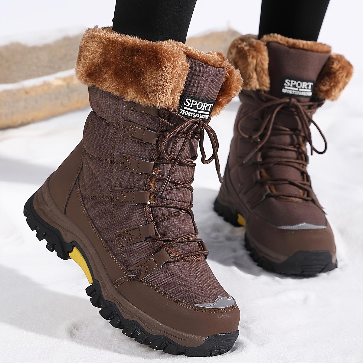 Women's Warm Winter Boots – Leather Look, Water-Repellent