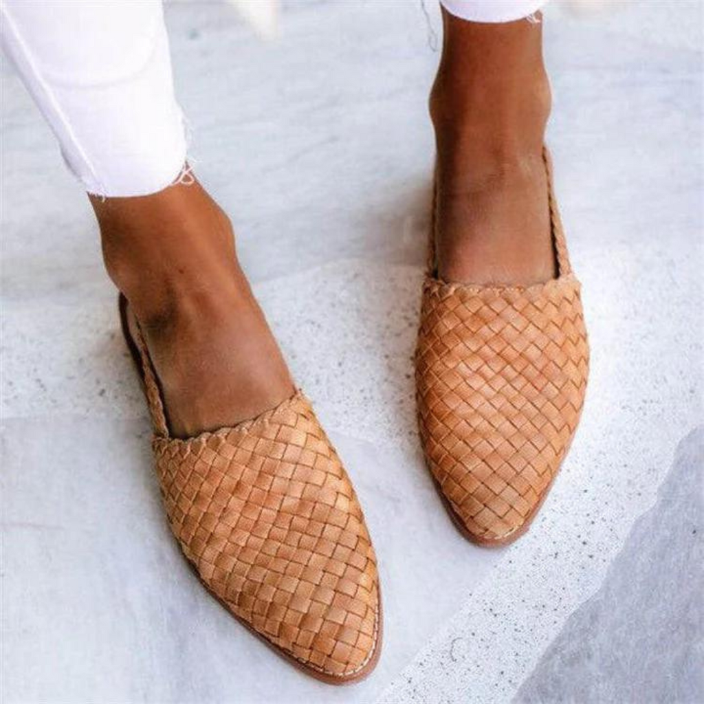 Woven Vegan Leather Ballet Flats