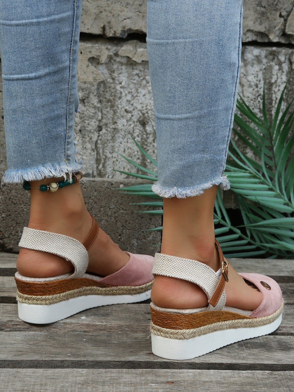 Closed-Toe Espadrille Wedge Sandals