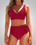 Wrap Top High-Waist Bikini Set – Summer Two-Piece Swimwear | Meave & Ivy