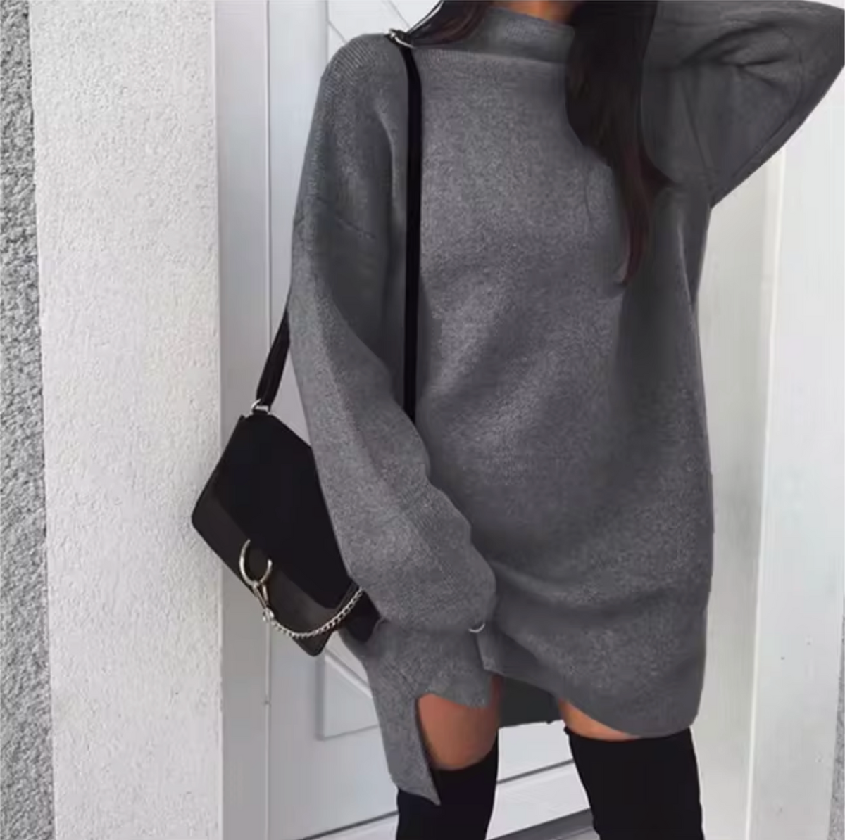 Women's wool-blend and soft-knit Blend Oversized Sweater Dress
