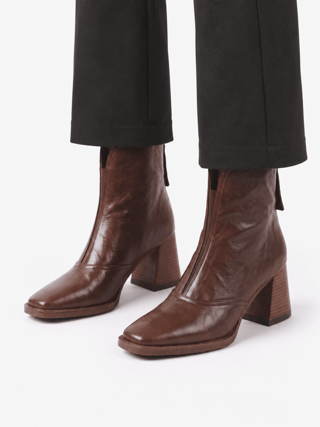 Square-Heel Ankle Boots with Zip – Vegan Leather
