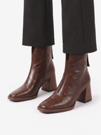 Square-Heel Ankle Boots with Zip – Vegan Leather