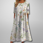 Floral Print Relaxed Midi Dress with Pockets