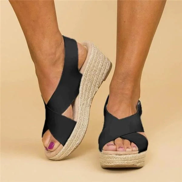 Crossover Espadrille Wedge Sandals