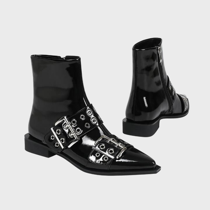 Chunky Mid-Heel Zipper Biker Boots - Womens Statement Footwear | Meave & Ivy