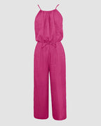 Spaghetti Strap Drawstring Tied Waist Casual Jumpsuit | Meave & Ivy