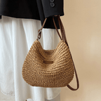 Women's Woven Hobo Shoulder Bag with Adjustable Strap