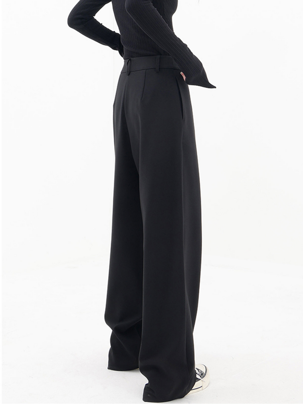 Women's Wide-Leg Wrap Trousers – Asymmetric High-Waist Relaxed Style