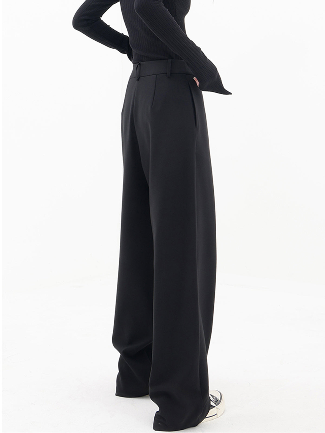 Women's Wide-Leg Wrap Trousers – Asymmetric High-Waist Relaxed Style