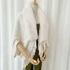 Knitted Winter Scarf with Faux Fur Trim