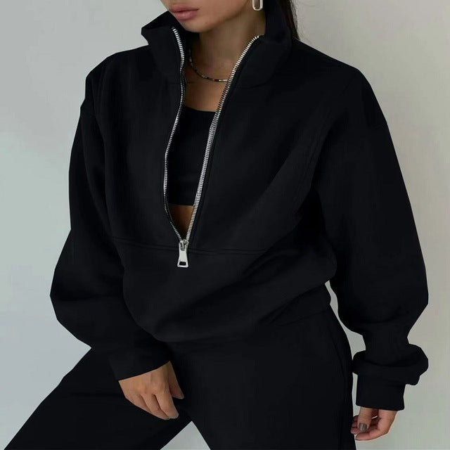 Women's Half-Zip Sweatshirt and Jogger Set