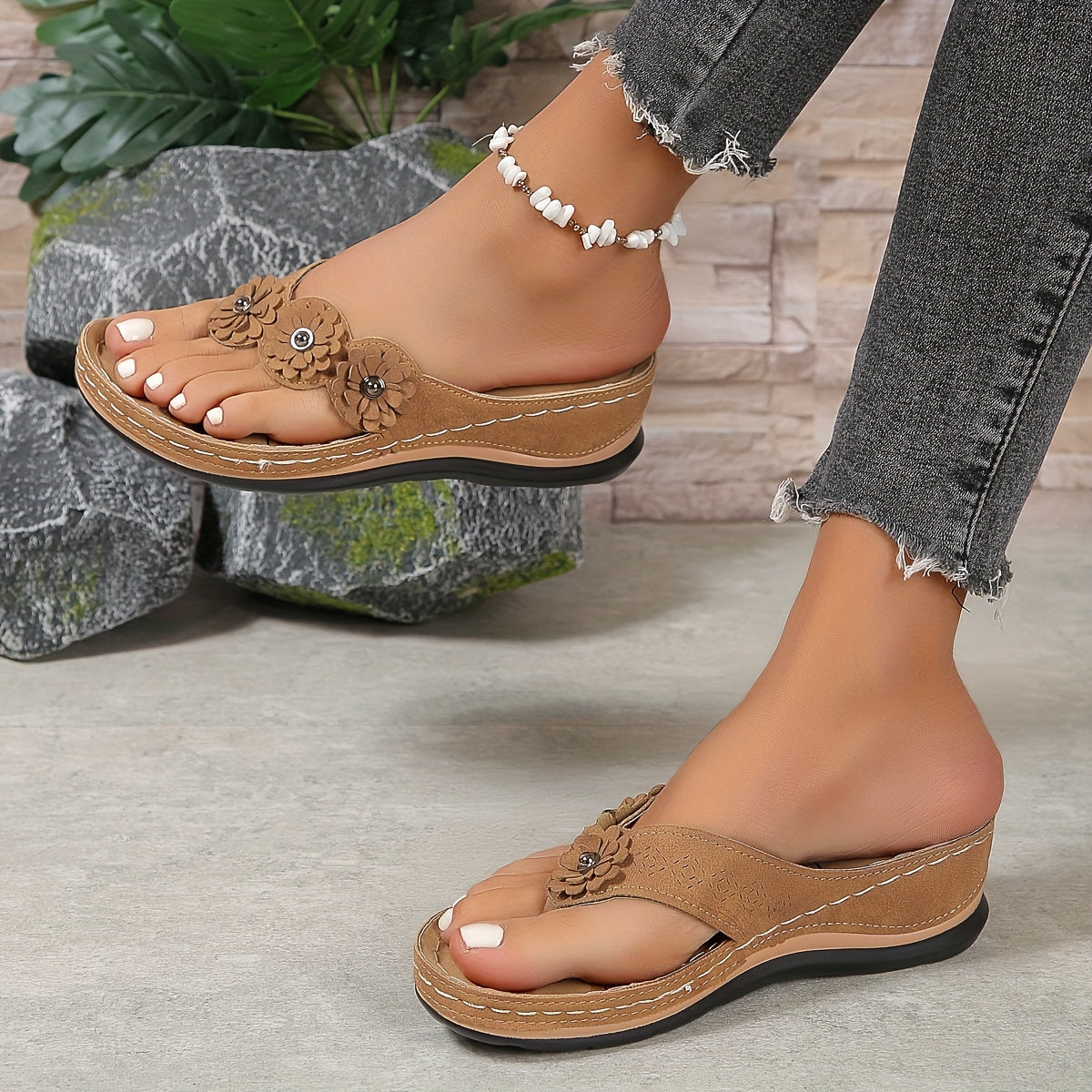Floral Toe-Post Orthopedic Sandals