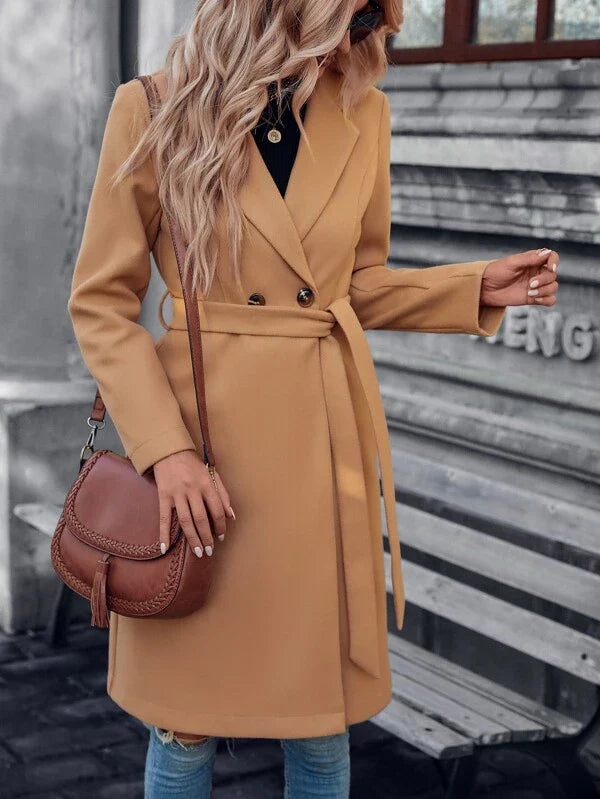 A-Line Padded Coat with Double Buttons