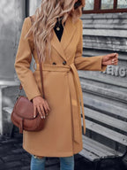 A-Line Padded Coat with Double Buttons