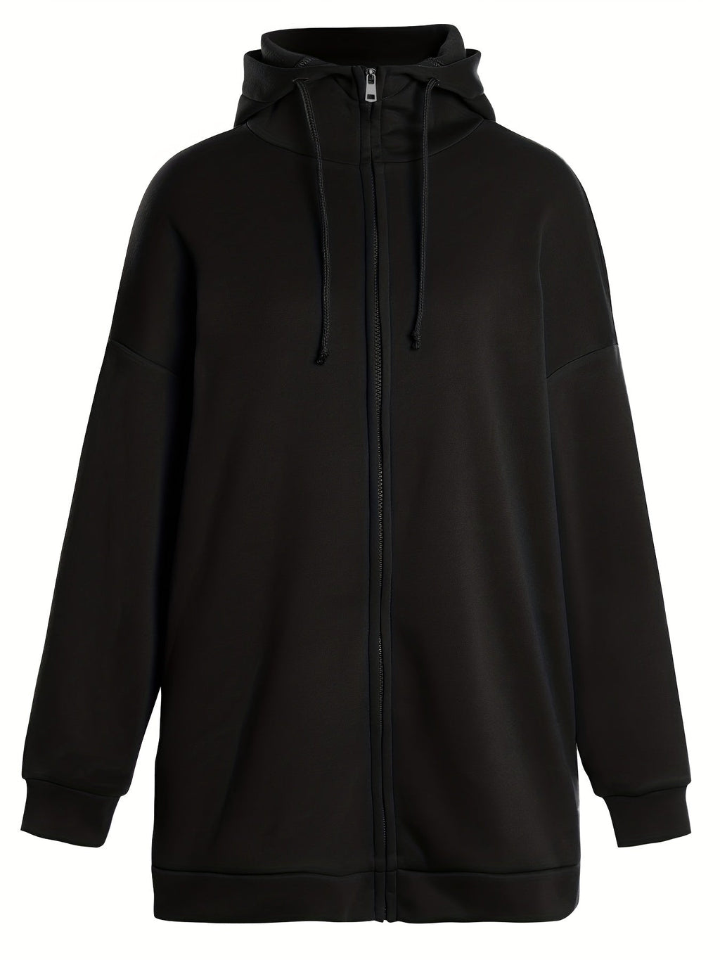 Women's Longline Zip-Up Hoodie with Pockets