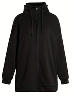 Women's Longline Zip-Up Hoodie with Pockets