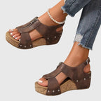 Women's Front-Zip Comfort Wedge Sandals