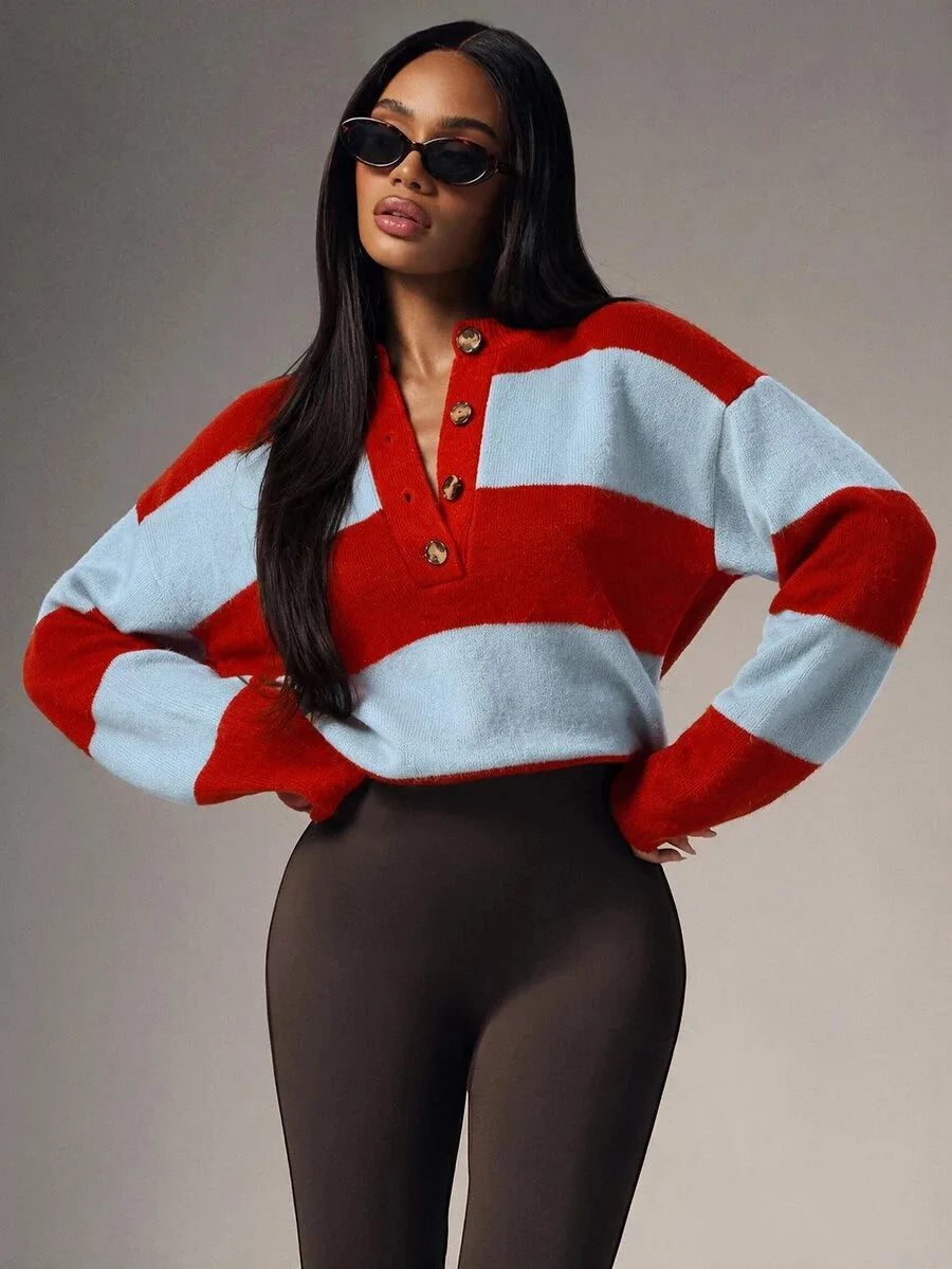 Women's Oversized Sweater with Buttons