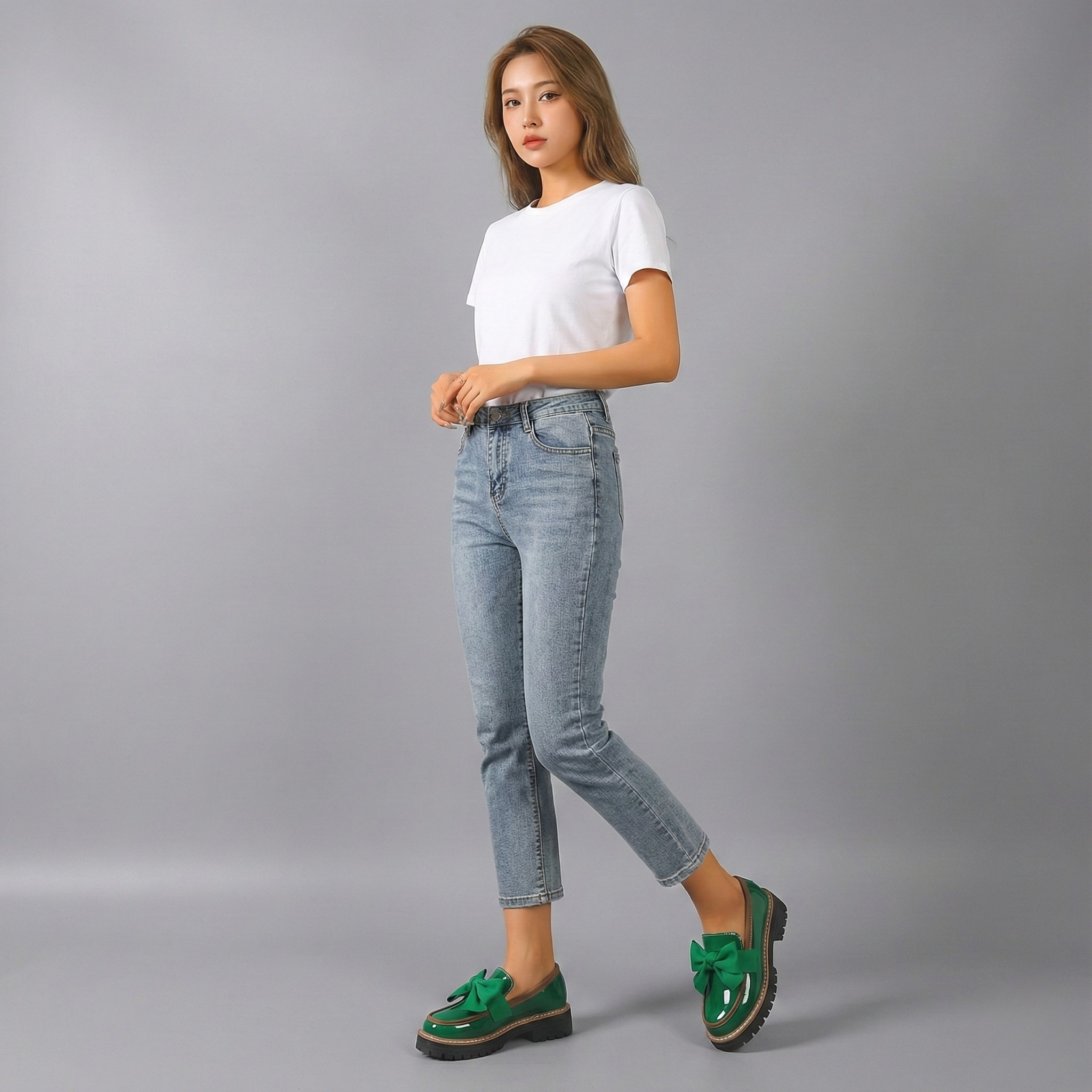Women's Retro Platform Shoes with Bow – Chunky Sole Comfort Flats