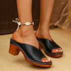 Metallic Block-Heel Mule Sandals