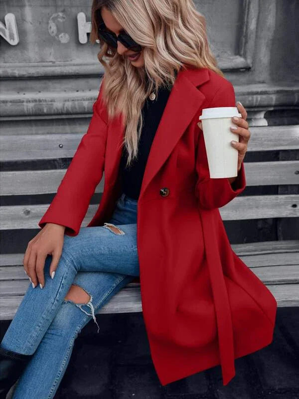 A-Line Padded Coat with Double Buttons