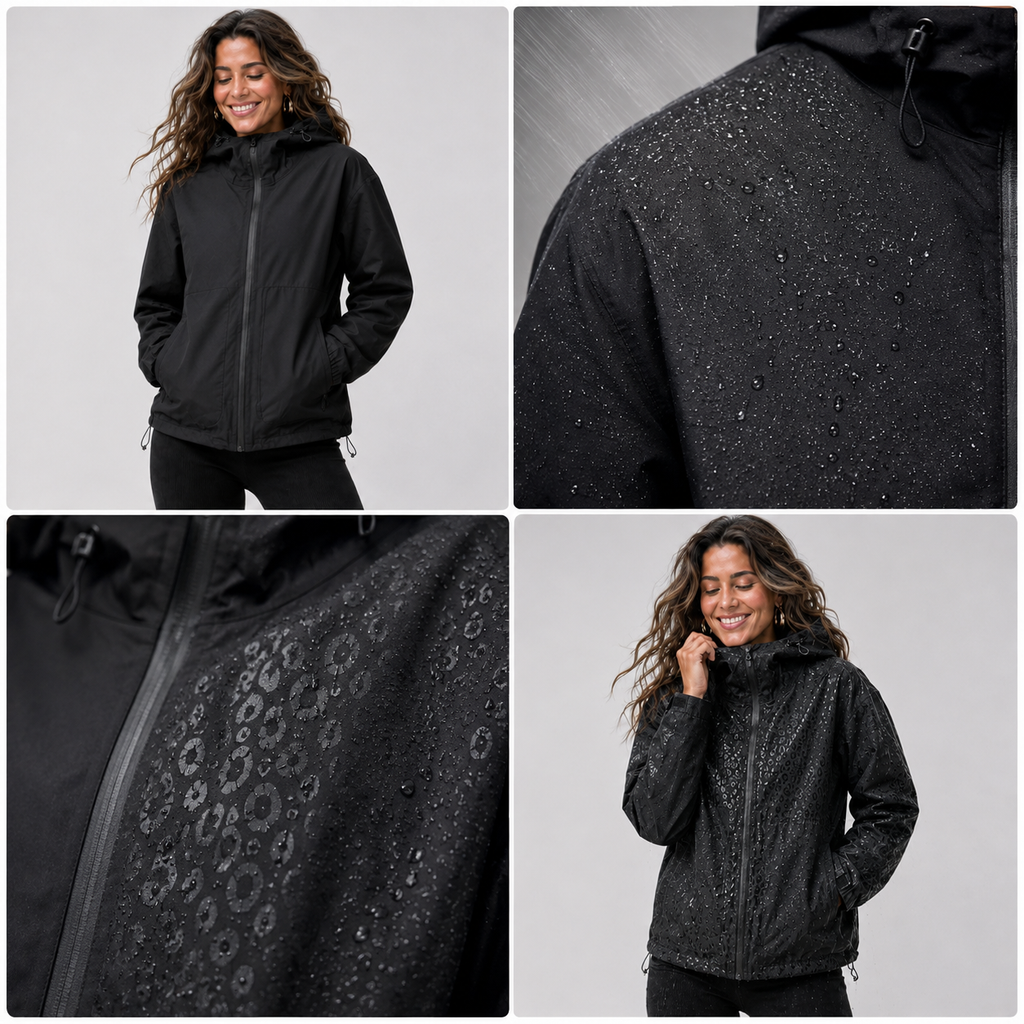 Women's Hooded Rain Jacket with Hidden Leopard Print – Water-Repellent