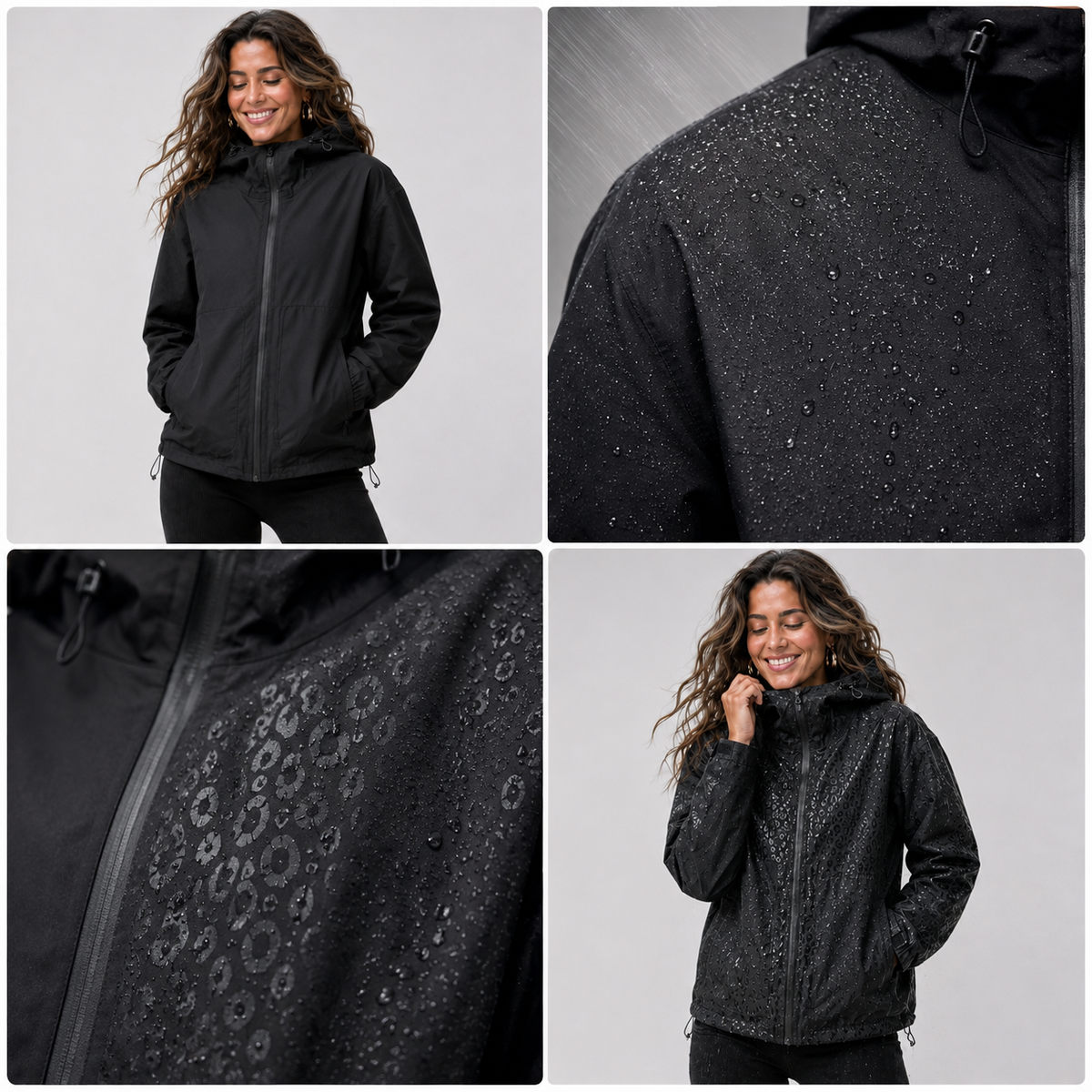 Women's Hooded Rain Jacket with Hidden Leopard Print – Water-Repellent