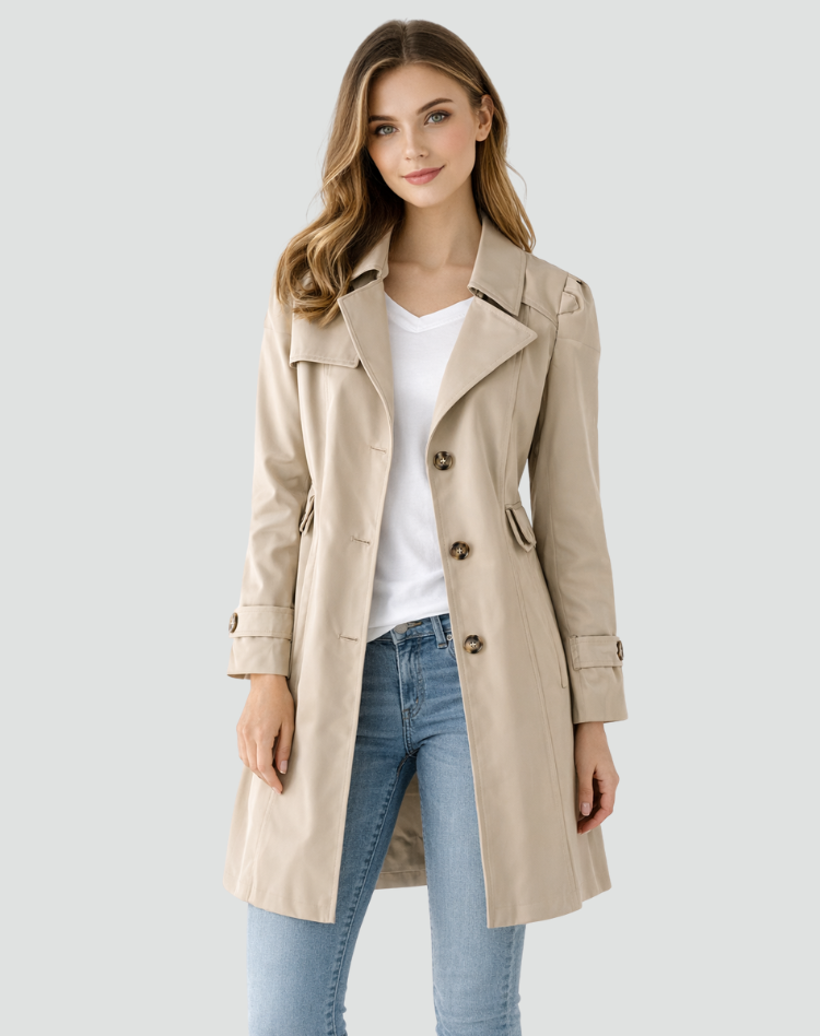 Slim Fit Lightweight Trench Coat with Lapel Collar